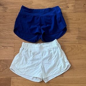Lululemon shorts two pair, cobalt blue and white size 8